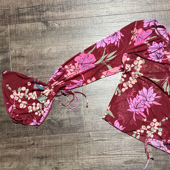 NWOT Free People 'Of Paradise' floral mesh top - Picture 2 of 8